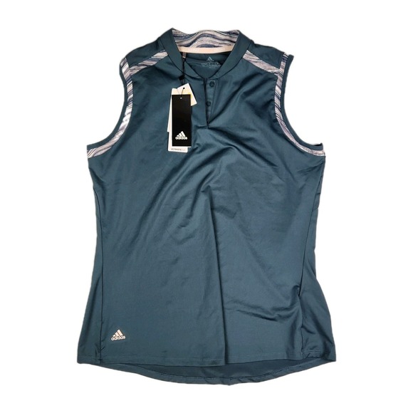 adidas Tops - Adidas Top‎ Womens Size Large Ultimate365 Printed Sleeveless Polo SPF50 Golf New